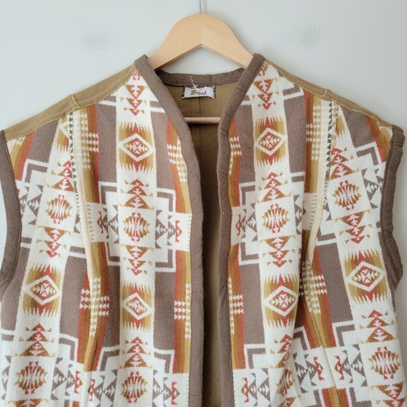 Vintage Women's Southwestern Western Long Wool Cowgirl Vest Size Large - Picture 2 of 9